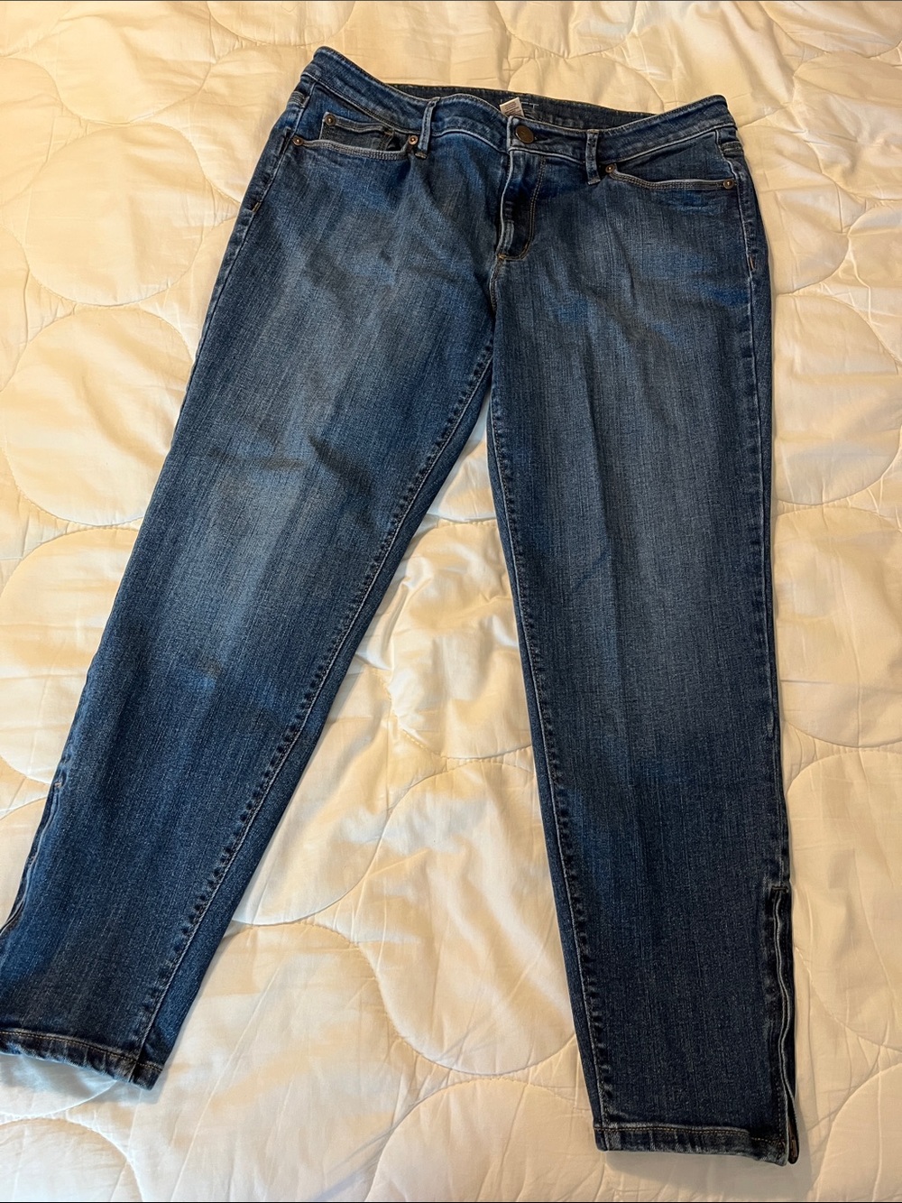 LOFT Curvy Ankle Zip Skinny Jeans in Medium Blue Wash 12